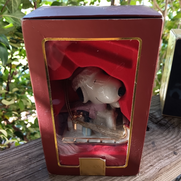 Vintage Lenox Snoopy Sledding Adventure Christmas With Box